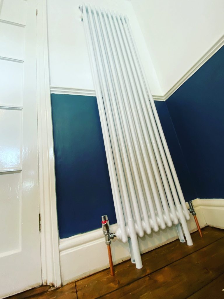 White vertical column radiator